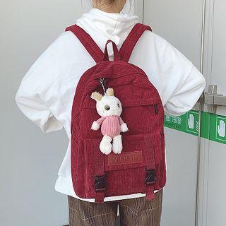 Doll Charm Buckled Corduroy Backpack