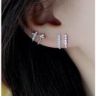 925 Sterling Silver Rhinestone Cuff Earring 1 Pair - Silver - One Size