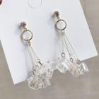 Faux Crystal Alloy Dangle Earring 1 Pair - Silver Stud - Transparent & Gold - One Size