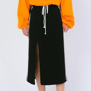 Striped Midi Straight-fit Skirt