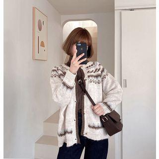 Round-neck Nordic Pattern Cardigan