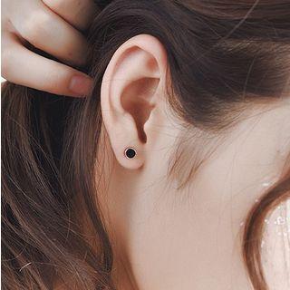 925 Sterling Silver Disc Stud Earring Es570 - One Size
