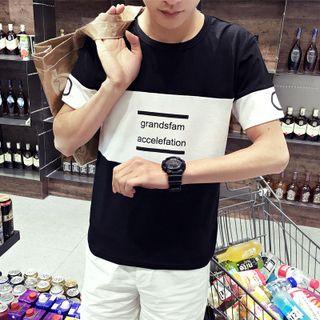 Two-tone Lettering Short-sleeve T-shirt