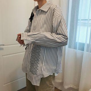 Lettering Striped Casual Shirt