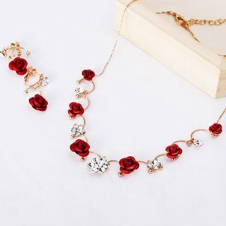 Wedding Flower Headpiece / Dangle Earring / Necklace / Set