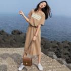Printed Back Slit Short-sleeve Dress