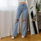 Slit-knee Boot-cut Jeans Blue - S