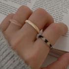 Set Of 3: Acetate Ring Set - Almond & Black & Transparent White - One Size