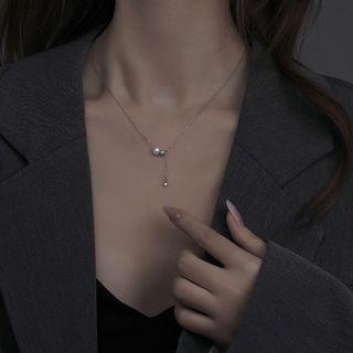 Faux Pearl Pendant Sterling Silver Necklace Silver - One Size