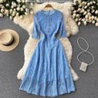 Round-neck Lace Sheer Dress