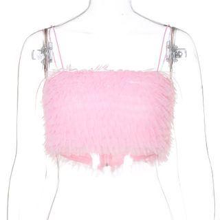 Mesh Ruffled Cropped Camisole Top