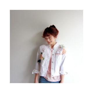 Floral Patch Distressed Jacket