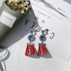 Rhinestone Plaid Ribbon Dangle Earring