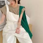 Plain Loose-fit Jumper Pants White - One Size