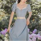 Short-sleeve Lace Trim Midi Dress / Camisole Top