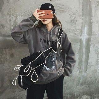 Nylon Drawstring Cross Shoulder Bag Black - One Size