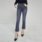 Drop-waist Washed Boot-cut Jeans