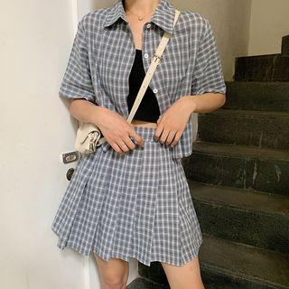 Plaid Shirt + Pleated Skirt
