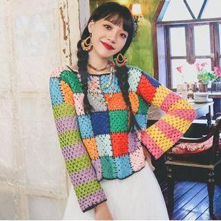 Plaid Sweater Red & Green & Blue - One Size
