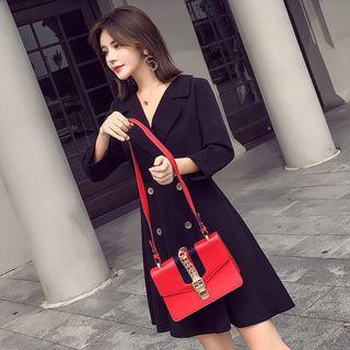 3/4-sleeve Buttoned A-line Mini Dress