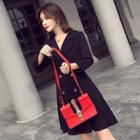 3/4-sleeve Buttoned A-line Mini Dress