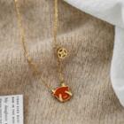 Ox Stainless Steel Pendant Necklace Necklace - Ox - Red & Gold - One Size