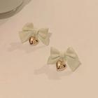 Bow Drop Earring 1 Pair - Silver Stud - Off White - One Size