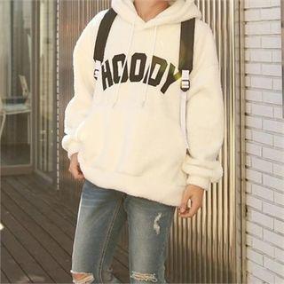 Letter-appliqu  Sherpa-fleece Hoodie