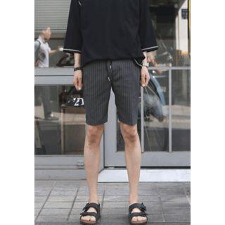 Band-waist Pinstriped Shorts