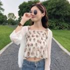 Flower Print Camisole Top / Open-front Jacket