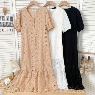 Eyelet Embroidered V-neck Maxi Dress