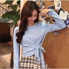 Long-sleeve Ribbon Cropped T-shirt