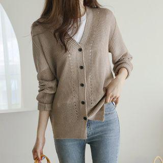 Perforated Summer Rib-knit Cardigan