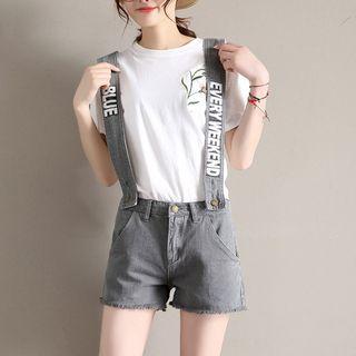 Lettering Suspender Shorts