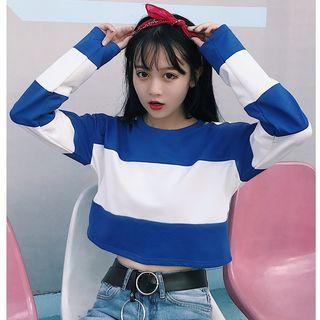 Cropped Striped Long-sleeve Top