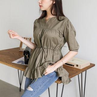Drawstring Shirred Top (l~xxl)