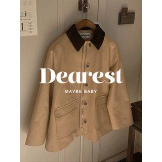 Contrast-collar Zip-up Jacket One Size