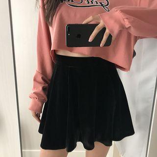 Plain Velvet Mini Skirt