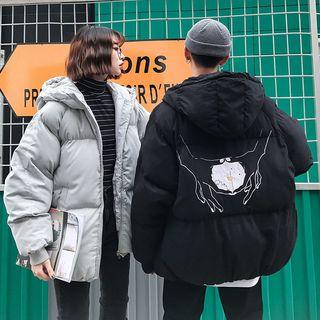 Couple Matching Hood Print Padded Jacket