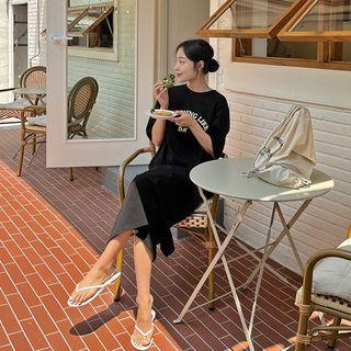 Letter Loose-fit Long T-shirt Dress