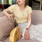 Lace-up Ruffled Crop T-shirt In 5 Colors