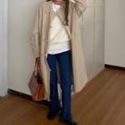 Buttoned Long Trench Coat Almond - One Size