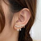 Beaded Sterling Silver Ear Stud 1 Pair - Gold - One Size