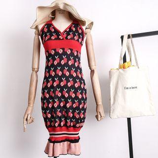 Strawberry-print Sleeveless Knit Dress