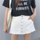Fray Buttoned Mini Skirt