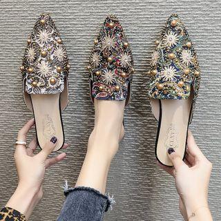 Pointed Embellished Mules