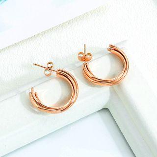 Stainless Steel Open Hoop Earring 530 - 1 Pair - One Size