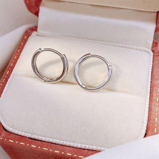 Stainless Steel Hoop Earring 1 Pair - Silver - One Size