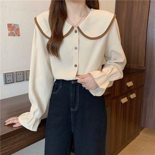 Bell-sleeve Peter Pan Collar  Shirt