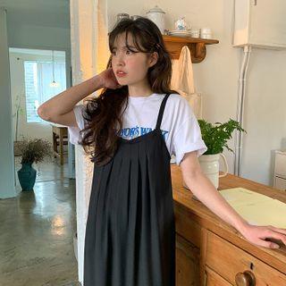 Spaghetti-strap Maxi Pleat Dress